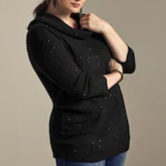 Chico's Touch Of Sparkle Sweater Black Sz. 12 Chico's Size 2) NWT - Picture 1 of 3